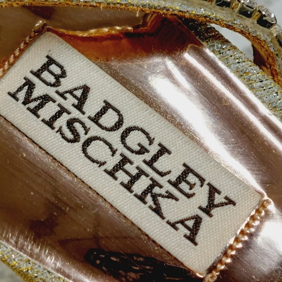 NEW Badgley Mischka Embellished Gold Glitter Heeled Sandals B202 - Picture 12 of 14